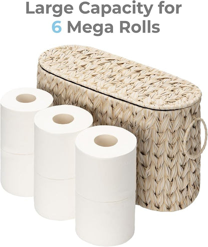 GRANNY SAYS Toilet Paper Storage Basket with Lid, Freestanding Toilet Paper Holder, Bathroom Organizers and Storage, Wicker Basket for Bathroom Storage, Butter Milk