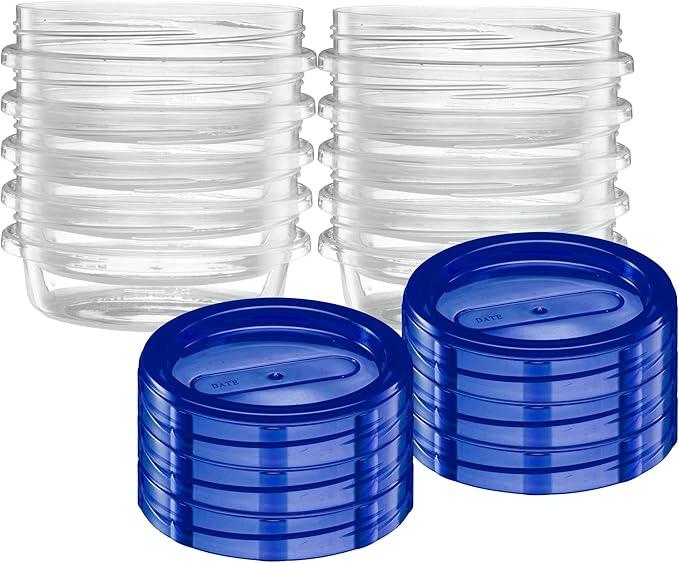 ELEGANT DISPOSABLES Twist Top Deli Containers Food Storage Containers Blue Screw on Lid Reusable Stackable Leakproof Airtight, pack of 10-8 oz containers