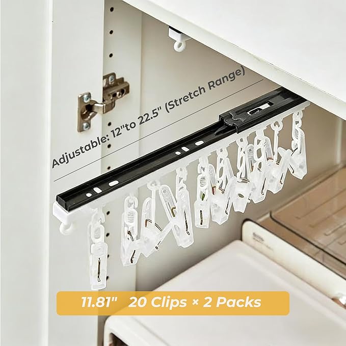2 Pack No-Drill Wall-Mounted Baseball Hat Organizer, Hat Storage Rack Holds Up to 20 Caps, Hat Holder with 10 Damage-Free Clips & Metal Slide Rails, Modern Hat Rack for Closet, Bedroom & Entryway