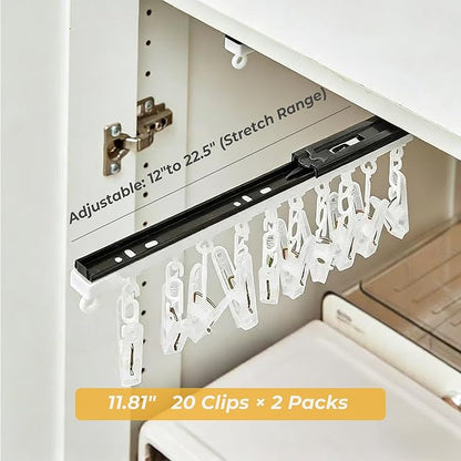 2 Pack No-Drill Wall-Mounted Baseball Hat Organizer, Hat Storage Rack Holds Up to 20 Caps, Hat Holder with 10 Damage-Free Clips & Metal Slide Rails, Modern Hat Rack for Closet, Bedroom & Entryway