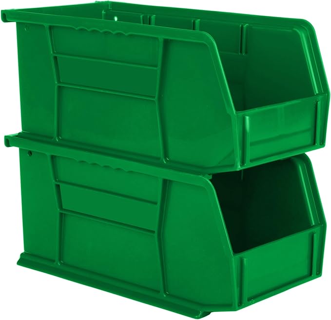 Hudson Exchange 11" x 5-1/2" x 5" Plastic Stackable Storage Bin and Hanging Container (Green, 1 Pack)
