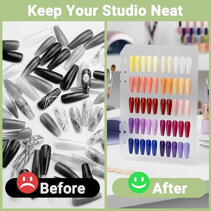 Segbeauty Nail Swatches Book with A5 Zipper Binder, Nail Polish Display Book with 240 Fake Nails, Adhesive Tape, Pocket Insert, Press on Nails Storage Organizer Case for Manicure Salon DIY, Green
