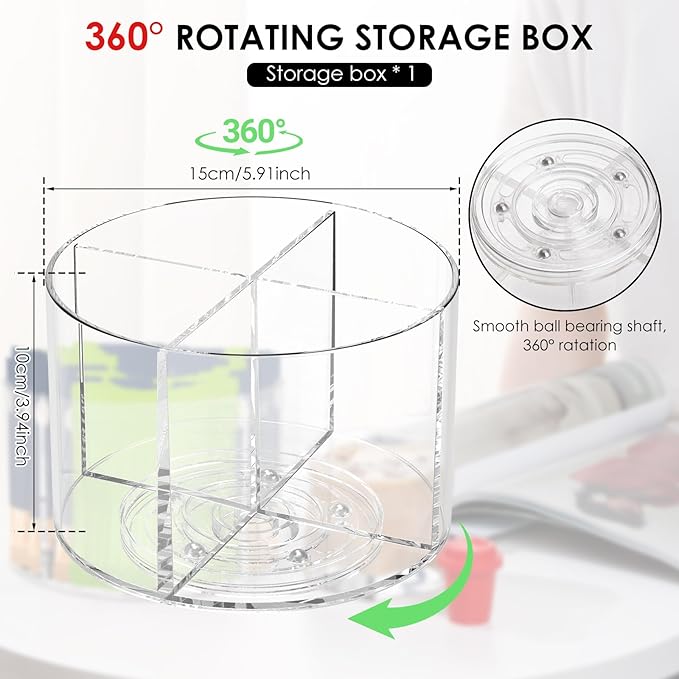 Drink Packet Organizer, Round Rotating Turntable with 4 Compartments, Lazy Susan Storage for Flavor Packets, Drink Mixes, and Water Enhancers – Countertop Organizer (1pc)