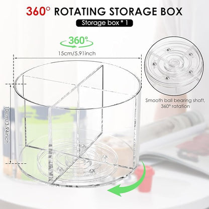 Drink Packet Organizer, Round Rotating Turntable with 4 Compartments, Lazy Susan Storage for Flavor Packets, Drink Mixes, and Water Enhancers – Countertop Organizer (1pc)