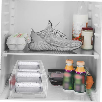 PRETYZOOM Stackable Can Storage Box Drink Fridge Organizer Soda Can Dispenser for Refrigerator Compact Beverage Holder Dispenser Bin