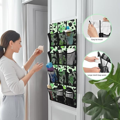 Green Leaves Leopard Over The Door Hanging Organizer Storage Closet for Spices, Utensils, Snacks for Kitchen, Office, Dorm Rooms