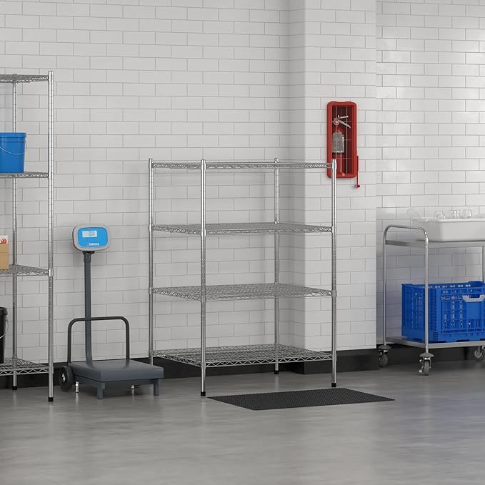 Commercial NSF Listed Chrome Stationary Wire Shelving Kit 30" x 36" x 54", with 4 Shelves Perfect for Warehouse, Walk-in Refrigerator, Freezer, Grocery Store, Restaurant, Dishroom