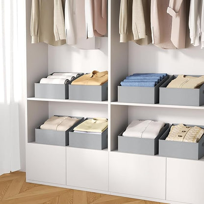 DIMJ Closet Storage Bins 8 Pack - Fabric Trapezoid Closet Organizer Bin, Foldable Storage Baskets for Shelves, Closet Shelf Organizer, Clothing Storage Box for Toys, Books, Towel, Clothes