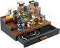 Perfume Cologne Organizer for Men: 3 Tier Wooden Perfumes Stand, Desktop Parfum Holder Wood Display Shelf with Cabinet, Bedroom Dresser Makeup Lotion Jewelry Storage Rack with Drawer