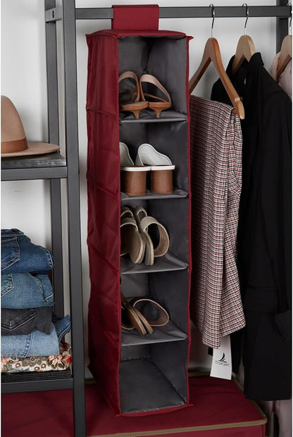 Covermates Keepsakes Hanging Shoe Organizer - Heavy Duty Material, Sturdy Interior Shelves - Closet Storage, Scarlett Red