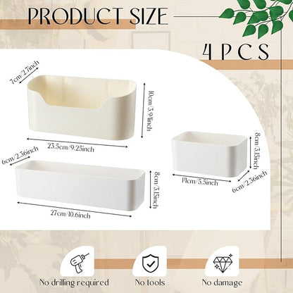 Wonderjune 4 Pack Adhesive Cabinet Door Organizer, Lid Organizer Wall Mounted Pantry Door Organizer Bin Holder for Lid Wall Organizer for Kitchen RV Bathroom (Classic,Same Size)