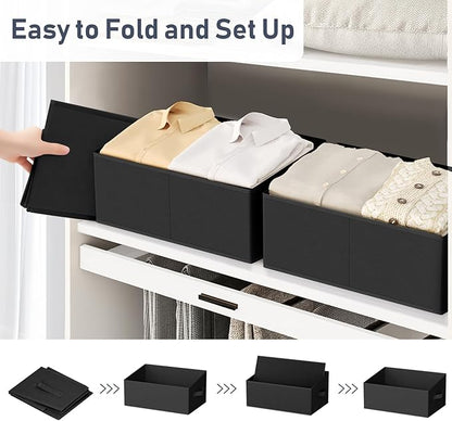 DIMJ Closet Storage Bins 8 Pack - Fabric Storage Baskets for Shelves, Large Clothes Organizers with Handles, Trapezoid Shelf Organization Storage Cubes for Purse, Toys, Books, Towel, Clothes