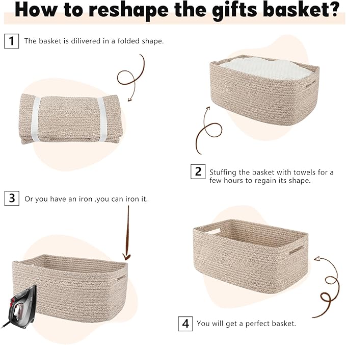 OIAHOMY Storage Basket for Shelves, Closet Cube Storage Bins Baskets for Clothes Blanket Towels, Baby Nursery, Toy Baskets Box, Woven Rope Basket, 15.75 * 11.81 * 7.09 IN, 2 Packs Brown