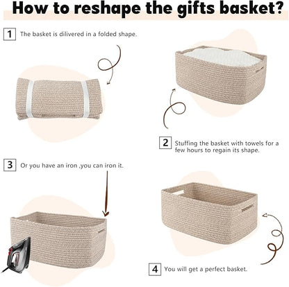 OIAHOMY Storage Basket for Shelves, Closet Cube Storage Bins Baskets for Clothes Blanket Towels, Baby Nursery, Toy Baskets Box, Woven Rope Basket, 15.75 * 11.81 * 7.09 IN, 2 Packs Brown