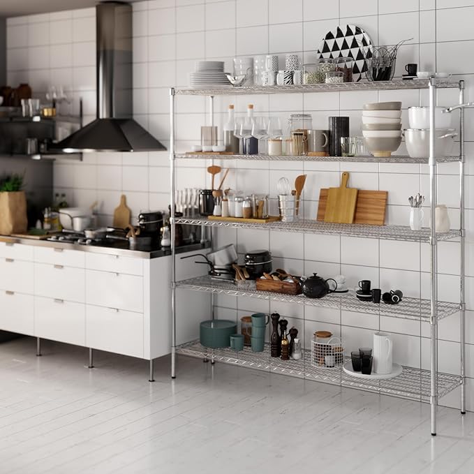 18" Deep x 72" Wide x 74" Height Wire Shelving Kit | 5-Tier | NSF Commercial Storage Rack Unit