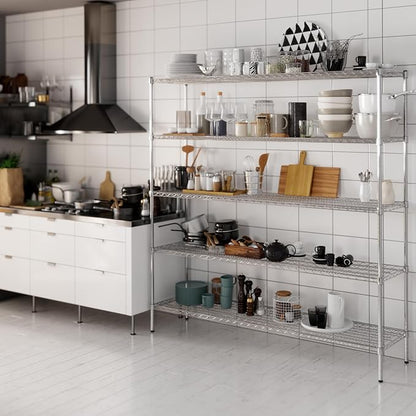 18" Deep x 72" Wide x 74" Height Wire Shelving Kit | 5-Tier | NSF Commercial Storage Rack Unit