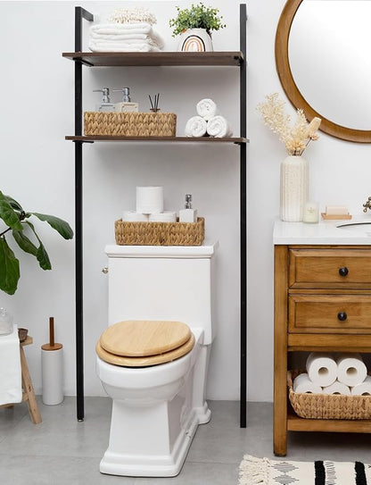 StorageWorks Water Hyacinth Basket for Toilet Paper, Wicker Baskets for Storage with Built-in Handles, 14 ¼"L x 6 ½"W x 3 ¾"H