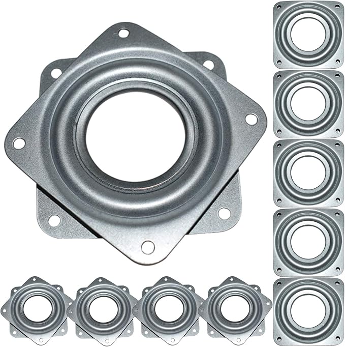 10Pack Lazy Susan Hardware, 3” Square Ball Bearing Swivel Plate, 120lbs Capacity 5/16” Thick Rotating Disc, Lazy Susan Turntable for Serving Trays, Kitchen Cabinet, Craft Project, Makeup Holder
