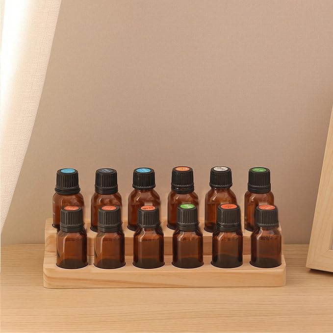 Essential Oil Display Stand Solid Wood Essential Oil Holder with 2 Tier Display Organizer Essential Oils Box Organizer Storage Rack for Organizing Displaying Holds 12 Bottles Shelves for Oil
