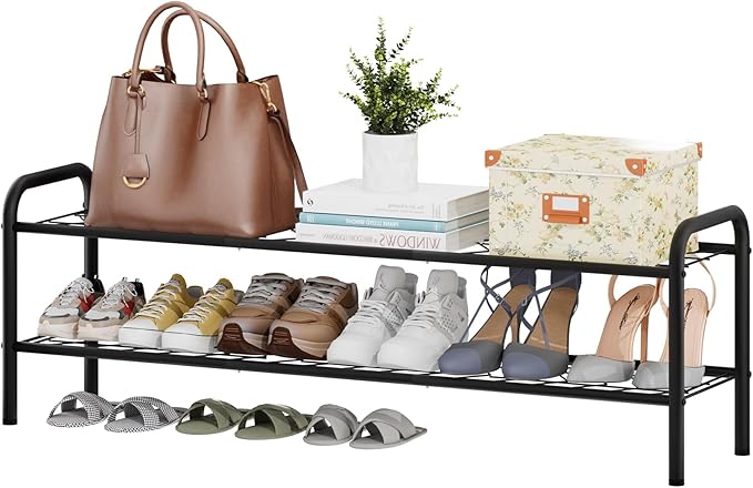 viewcare 2-Tier Shoe Rack for Closet, Extra Long Shoe Rack for Entryway & Garage, Sturdy Metal Construction, Shoe Organizer Holds 9-13 Pairs