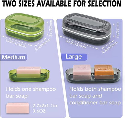 AIDIMMING Shampoo Bar Travel Case with Lid, Large Bar Soap Holder, Shampoo and Conditioner Bar Container Perfect for Kitsch Bar Soap, Travel Soap Box for Traveling, Camping, Gym, Bathroom (Max,Black)