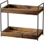 mahueeol 2 Tier Bathroom Counter Organizer Wood Bathroom Storage Shelf Spice Rack for Kitchen Countertop Vanity Tray Makeup Storage Coffee Station Organizer-Rustic Brown