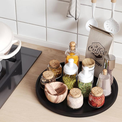 VERTORGAN Lazy Susan Organizer for Kitchen,Bamboo Turntable for Cabinet,Pantry,Vanity,Large（Black）