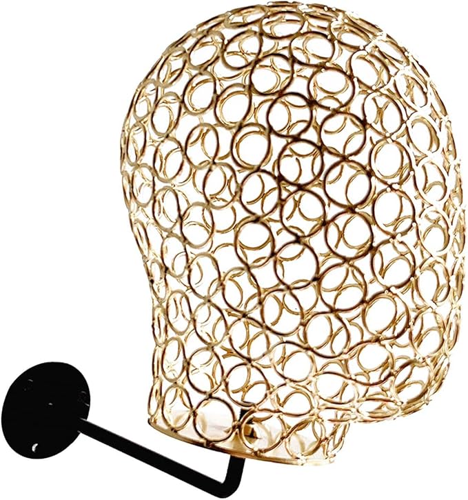 predolo Decorative Wall Mounted Mannequin Head Hat Rack/Manikin Hanger Hat Cap Display Model Holder for Bedroom Entryway, Golden