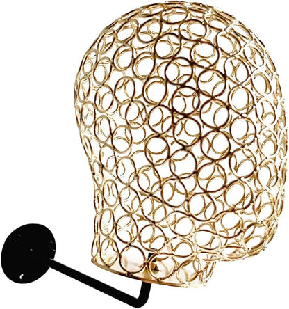 predolo Decorative Wall Mounted Mannequin Head Hat Rack/Manikin Hanger Hat Cap Display Model Holder for Bedroom Entryway, Golden