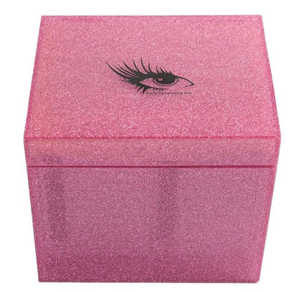 10 Layers Acrylic Eyelash Storage Box,Eyelash Holder Extension Tool,Makeup Organizer False Eyelashes Glue Pallet Holder, Grafting Eye lashes Close-Packed Display with 10 Pallets (pink)