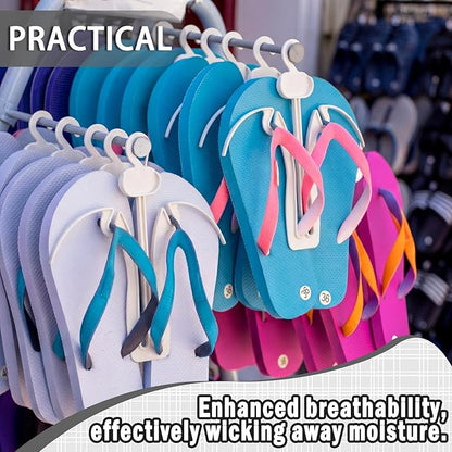 Novabright 50 Pcs Sandal Hangers 7 Inch Plastic Flip Flop Holder Organizer Small Shoe Hooks Hanging Rack Shoe Hangers for Retail Beach Shop Display Home Storage(White)
