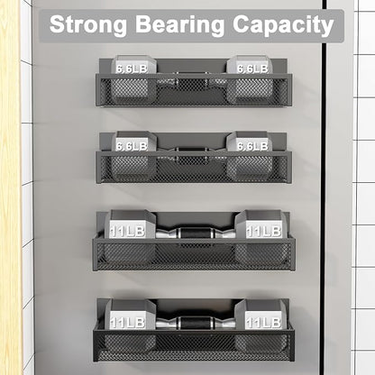 Aufworld Magnetic Spice Rack for Refrigerator, 4 Pack Magnetic Shelf, Fridge Magnet Organizer with Moveable 8 Hooks, Magnetic Fridge Shelf for Kitchen Organization and Storage (4 Pack)
