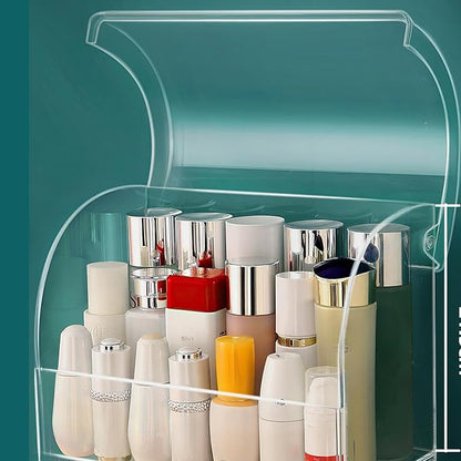 Clear Large Acrylic Makeup Organizer With Lid Cosmetic Storage Drawers Portable Makeup Organizers Dustproof And Waterproof Box For Women (14in)