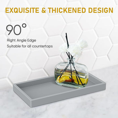 EG-SIPRO High-Grade Thickened Silicone Rectangle Bathroom Vanity Tray - Shatterproof Durable Soap Dispenser Tray for Countertop