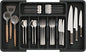 ABHENG Silverware Organizer, Expandable and Adjustable Kitchen Utensil Drawer Organizer, Plastic Cutlery Holder with Multiple Compartments, Cutlery Holder,for Spoons Forks Knives, Black, UAFD011B