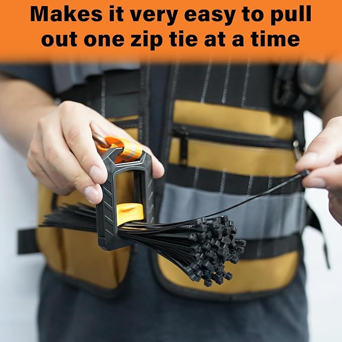 Melotough Zip Tie Holder, Reusable Zip Tie Organizer Band, Cable Tie Holder, Cable Tie Bracket for Multi-Purpose Indoor and Outdoor Use, Black, 3Pcs, ABS Plastic