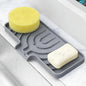Sponge Holder for Kitchen Sink, Dish Sponge Holder & Soap Tray with Drain, Bathroom Sink Sponge Drying Rack & Perfect Organizer for Dispenser,Bottle,Cup on Sinks or Counter(10"x 4"Gray)
