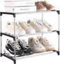 Small Shoe Rack, Narrow Stackable Shoe Shelf Organizer for Entryway, Doorway and Bedroom Closet (3-Tier, Black)