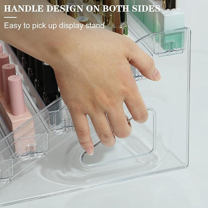 Nail Polish Organizer,7 Layers Acrylic Display Rack with 120Pcs Color Display Tips,Nail PolishDip Powder Acrylic Display Rack,Makeup Organizer No Tool Needed(Clear)