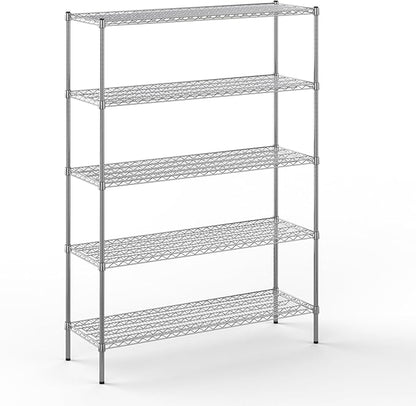18" Deep x 54" Wide x 74" Height Wire Shelving Kit | 5-Tier | NSF Commercial Storage Rack Unit