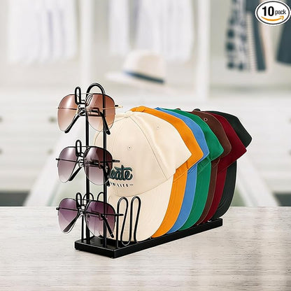 Hat Stand for Baseball Caps for 8 Hats Hat Rack Holder with sunglasses stand, Tabletop Hat Display Stand for Closet Organizers and Storage