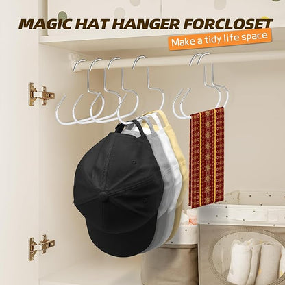 Hat Organizer for Baseball Caps Metal Hat Rack for Closet - 6 Pack Space Saving Cap Rack Holds Baseball Caps, Accessories - Multi Functional Storage Hanger