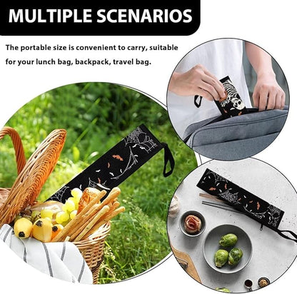 COEQINE Skull Portable Cooking Utensil Case Pumpkin Bet Halloween Holder Case Lightwieght Fit 11.8 x 2.7 inch Large Capacity Storage Case for Travel