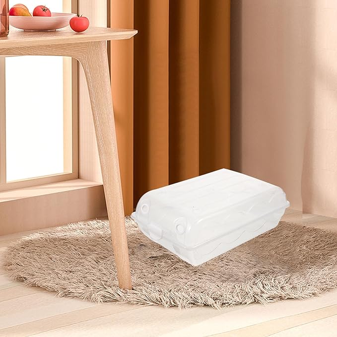 2pcs Thickened Plastic Shoe Storage Boxes with Dustproof Flip Lids, Large Stackable Shoe Organizers for Men and Women, Closet Storage Solution in Light Beige Style