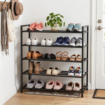 jessie 5-Tier Expandable Shoe Rack, Heavy Duty Metal Freestanding Shoe Shelf Storage Organizer for Entryway Closet Doorway (5 Layer)