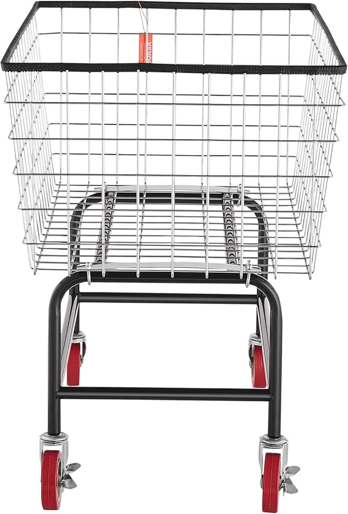 VEVOR Wire Laundry Cart, 3.8Bushel Wire Laundry Basket with Wheels, 32.5''x21.3''x29.9'', Commercial Laundry Basket, Steel Frame with Chrome Finish, 4'' Casters, Wire Cart for Laundry