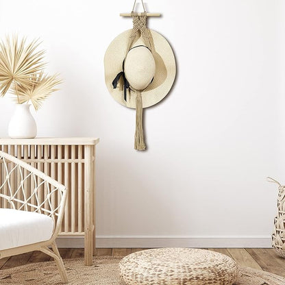 Yulejo Macrame Hat Hangers Racks Boho Cowboy Hats Holders Western Display Organizer Storage decor Back of Door for Wall