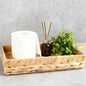 Rectangle Bathroom Tray, 10" Bathroom Over Toilet Tank Tray Water Hyacinth Wicker Basket for Bathroom Counter Long Narrow Badtub Hand Towel Storage Basket for Home Decor, Rattan Yellow