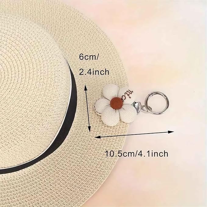 Hat Clip for Travel on Bag, Cotton Flower Sun Hat Storage Holder for Hanging White