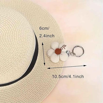 Hat Clip for Travel on Bag, Cotton Flower Sun Hat Storage Holder for Hanging White